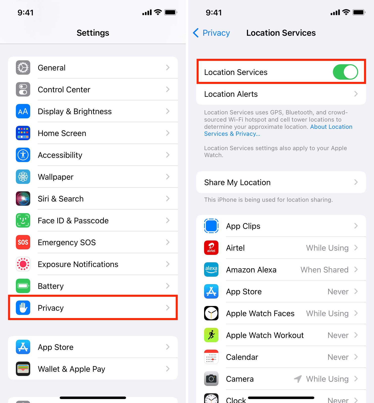 enable location access iPhone