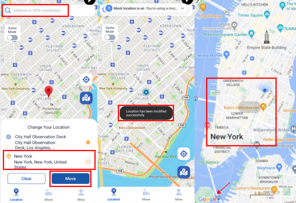 simulate gps movement by multi spot mode