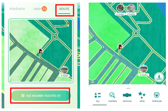 how to find a route in pokemon go
