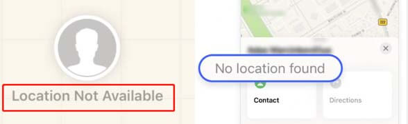 no location found vs location not available