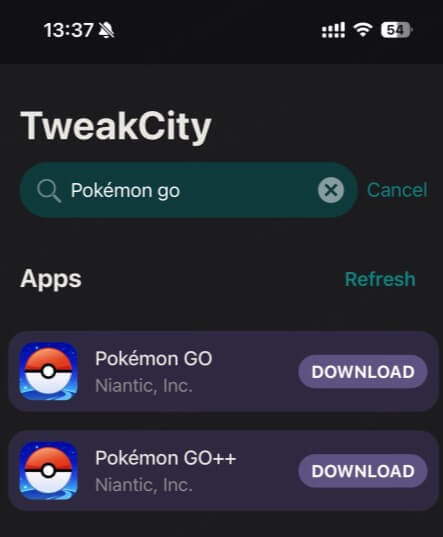 pokemon go ++ download in tweakcity