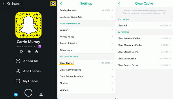  snapchat clear cache