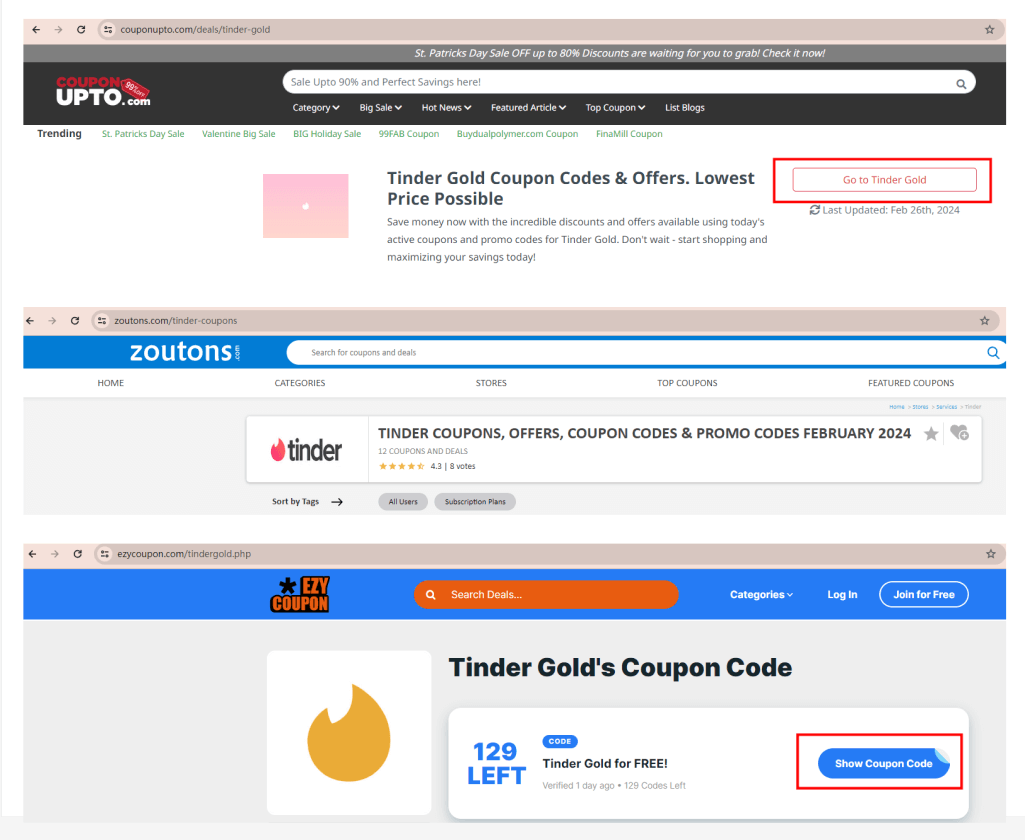 tinder gold free coupon websites