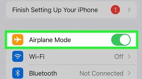 turn on airplane mode