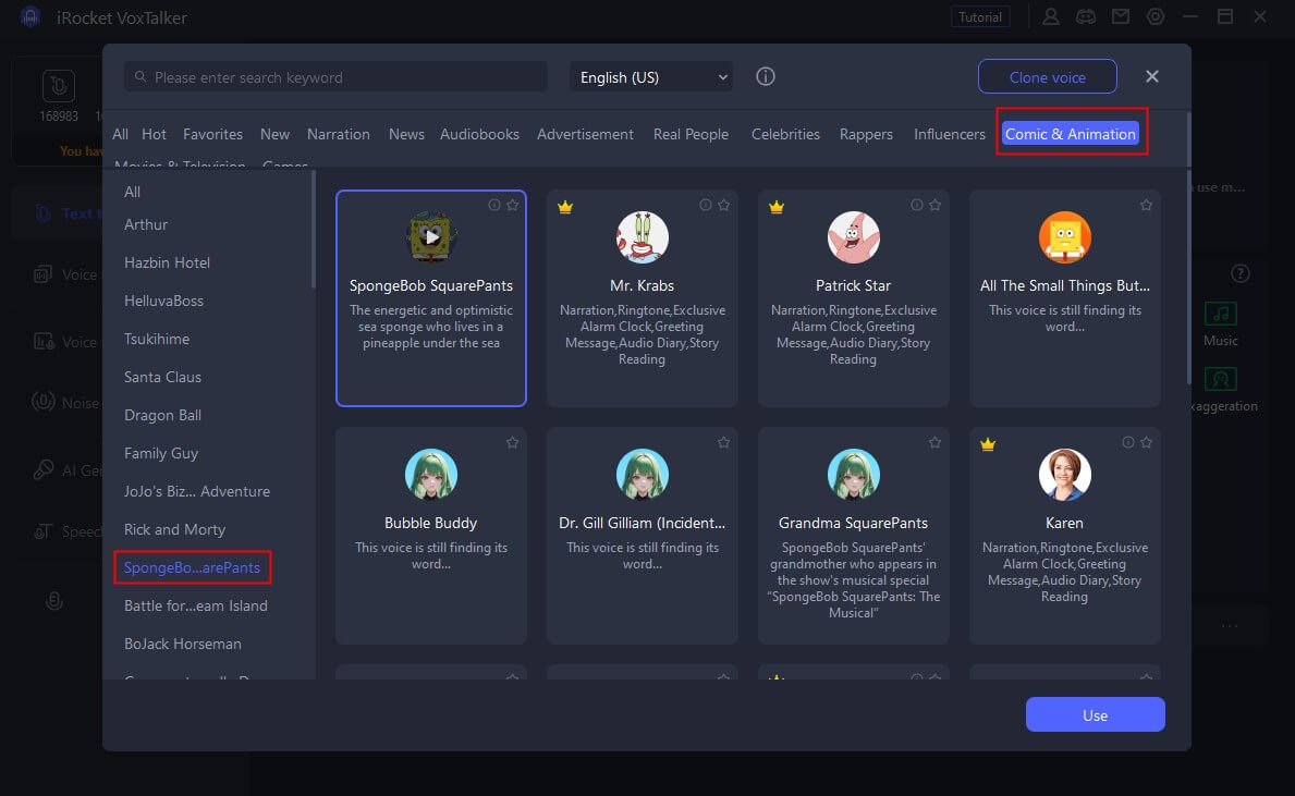 voxtalker spongebob squarepants voices