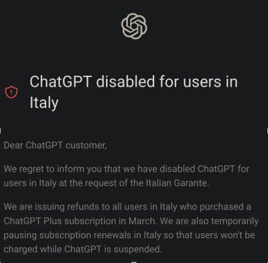 chatgpt disabled for users