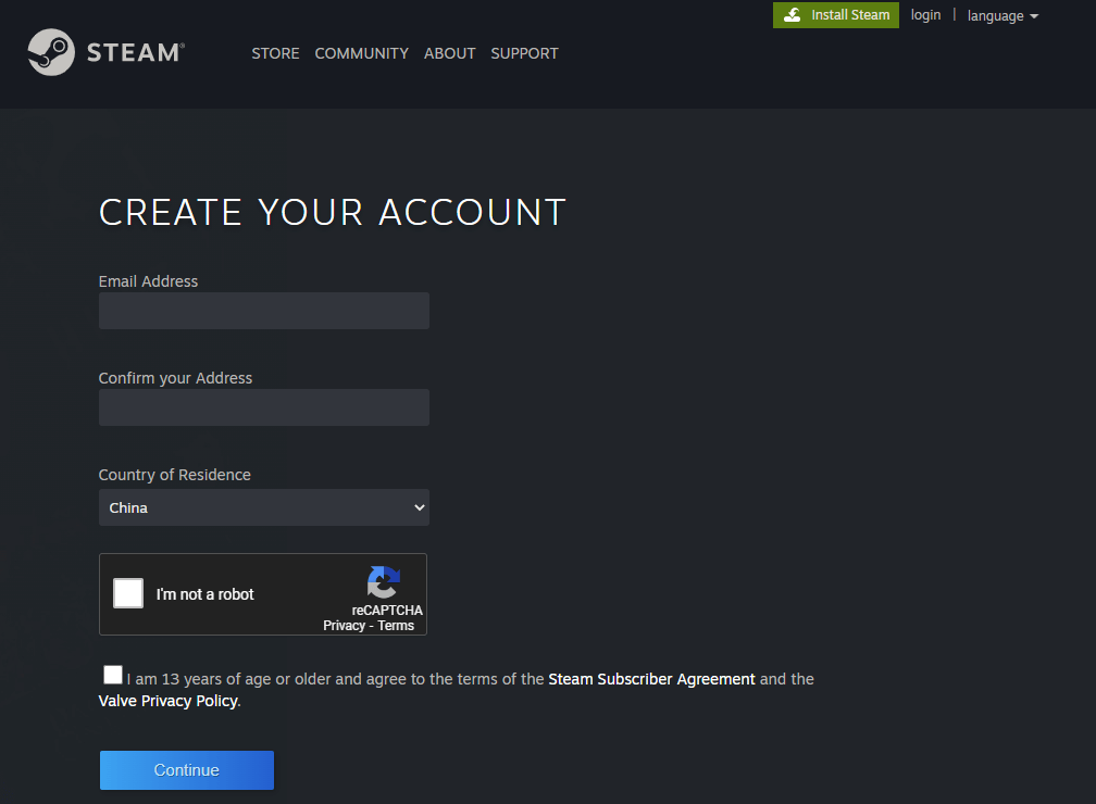 create steam account.