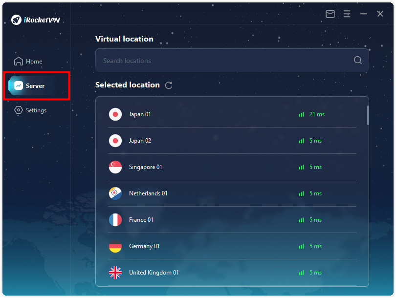 iRocketVPN server