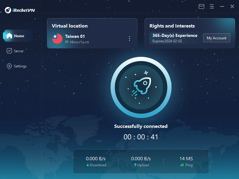 irocketvpn successfully connected