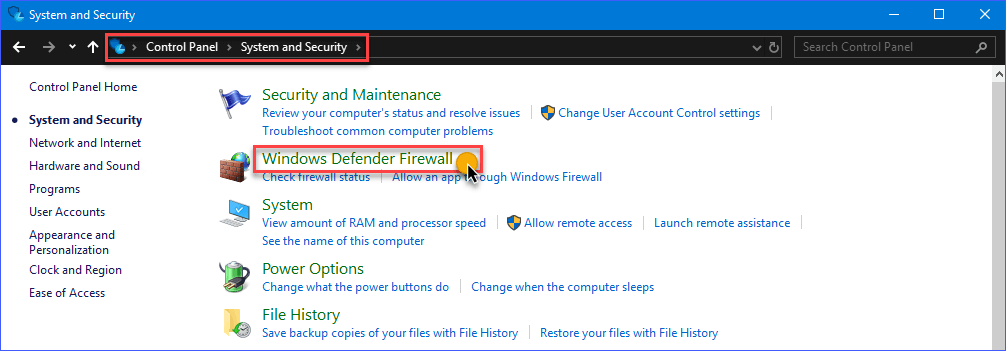 windows defender firewall